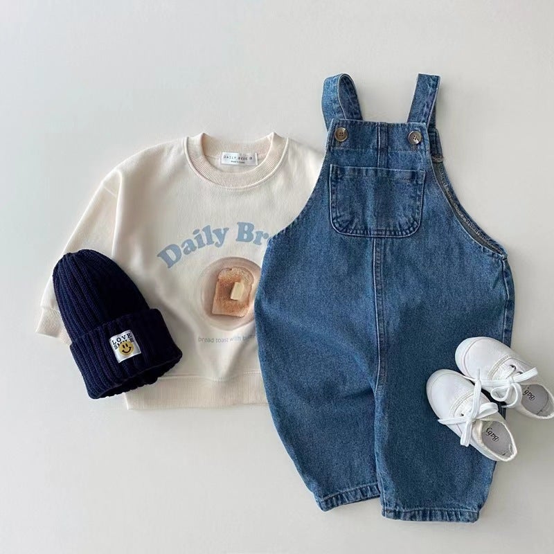 Korean Children'S Wear Baby And Toddler New Floral Denim Cute Bags Baby Casual Sports Trousers - Image 4