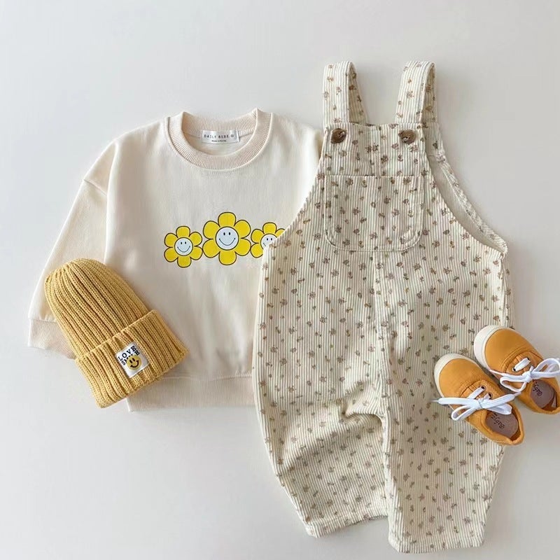 Korean Children'S Wear Baby And Toddler New Floral Denim Cute Bags Baby Casual Sports Trousers - Image 3