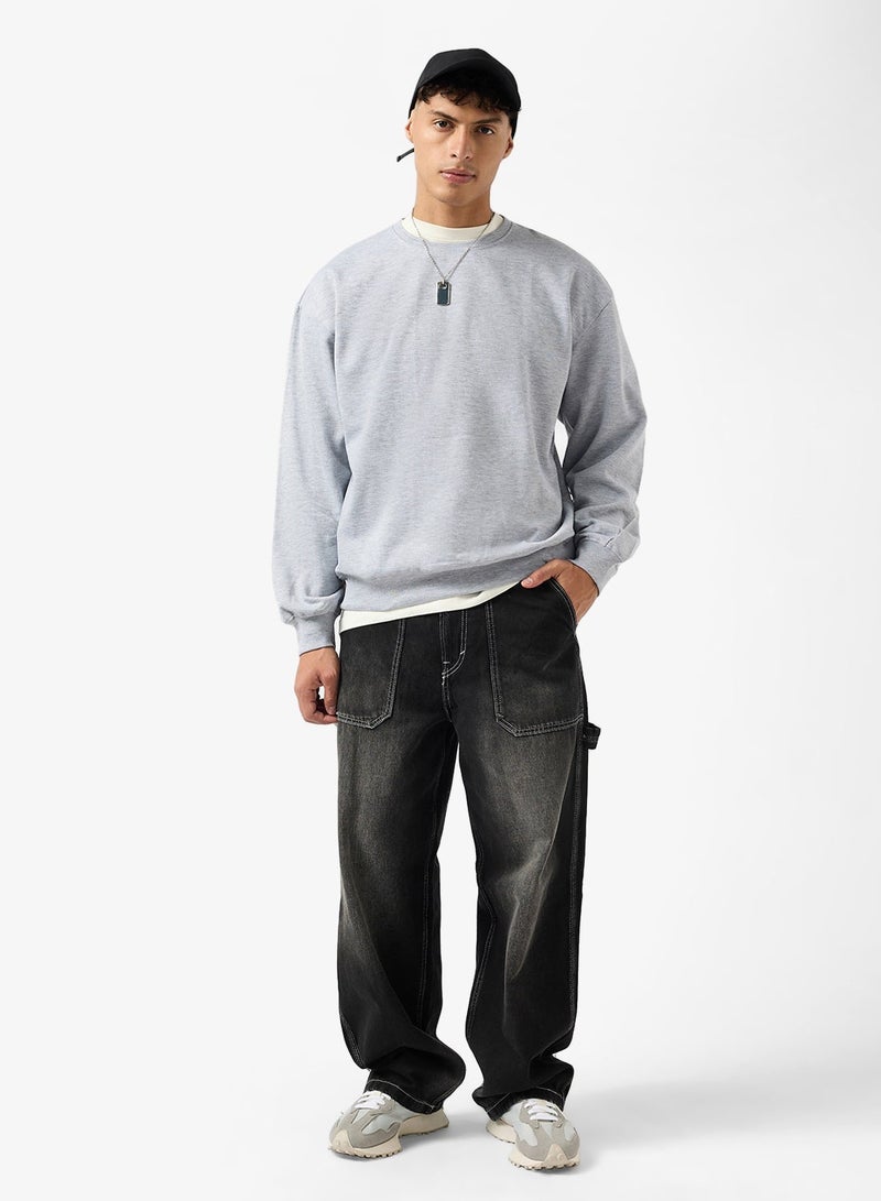 Seventy Five Graphic Crew Neck Pullover Oversize Sweatshirt - Image 4