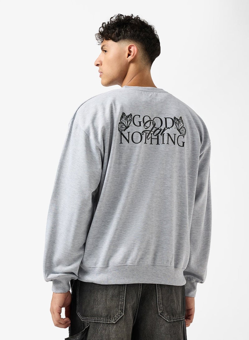 Seventy Five Graphic Crew Neck Pullover Oversize Sweatshirt - Image 2
