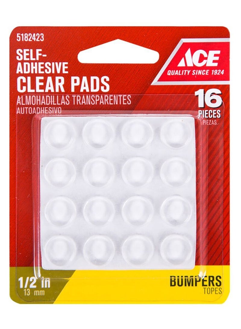 ACE Ace 16-Piece Vinyl Round Self Adhesive Protective Pads Clear 0.5Inch