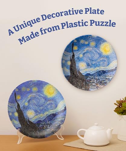 PieceRelax 3D Puzzle Plate 124 Pieces Van Gogh The Starry Night Jigsaw Puzzle for Adults Decorative Plate with Durable Plastic Pieces Ideal Gift for Home or Office Dcor PL1002 - Image 5