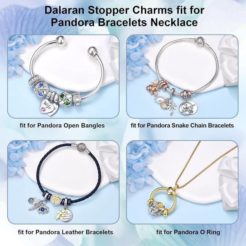 DALARAN Stopper Beads for Bracelets 925 Sterling Silver Clip Spacer Charm Bracelet Stoppers - Image 3