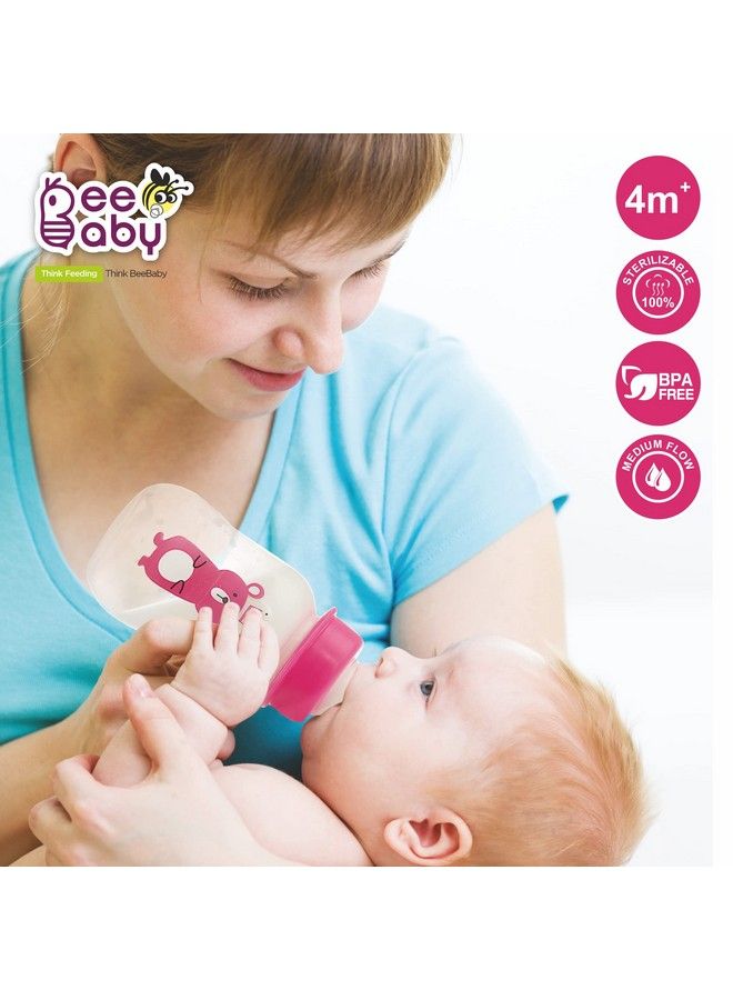 Beebaby Easy Start Slim Neck Baby Feeding Bottle With 4 Anti Colic Gentle Touch Silicone Nipples For New Born ; Infant ; Babies 100% Bpa Free. (125 Ml Pink 1) - Image 5