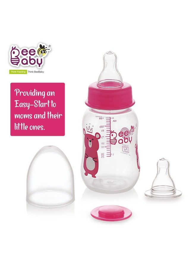 Beebaby Easy Start Slim Neck Baby Feeding Bottle With 4 Anti Colic Gentle Touch Silicone Nipples For New Born ; Infant ; Babies 100% Bpa Free. (125 Ml Pink 1) - Image 4