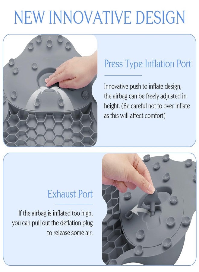kixcvdm Silicone Bath Pillow, New Material Bath Pillows for Tub Head Neck and Back Support, Bath Tub Pillow with 4D Press Inflatable Airbag and Non-Slip Strong Suction Cups, Quick-Drying, Easy to Store, Gray - Image 5