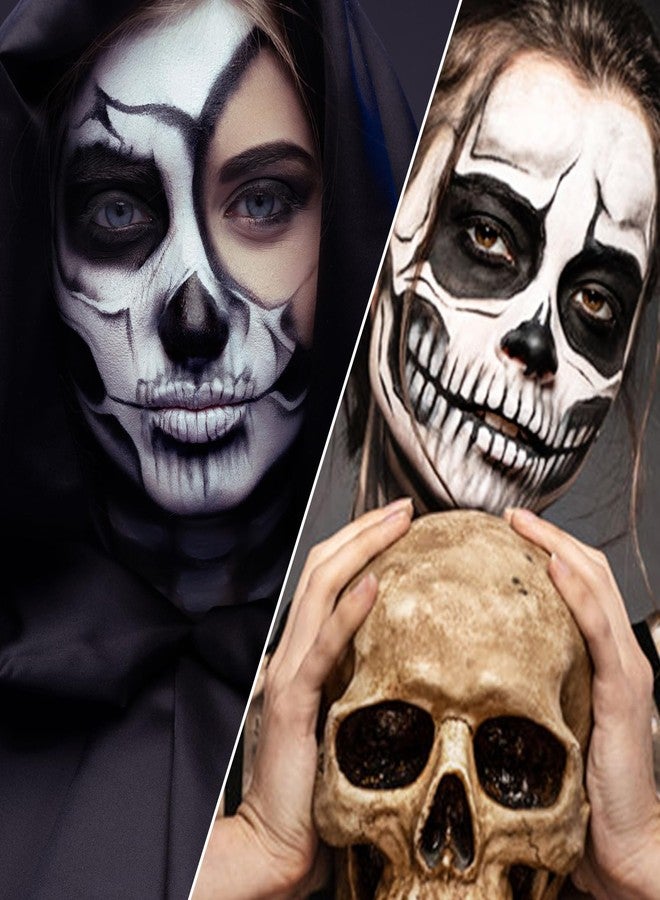 BOBISUKA Black and White Face Paint Skeleton Makeup Kit Halloween Character Set for Kids Adults, Safe Non-Toxic Skull/Ghoul Face Painting Kit for Stage, Costume Parties, Dress Up Cosplay & Special FX Make-Up - Image 5