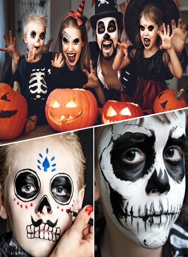 BOBISUKA Black and White Face Paint Skeleton Makeup Kit Halloween Character Set for Kids Adults, Safe Non-Toxic Skull/Ghoul Face Painting Kit for Stage, Costume Parties, Dress Up Cosplay & Special FX Make-Up - Image 4