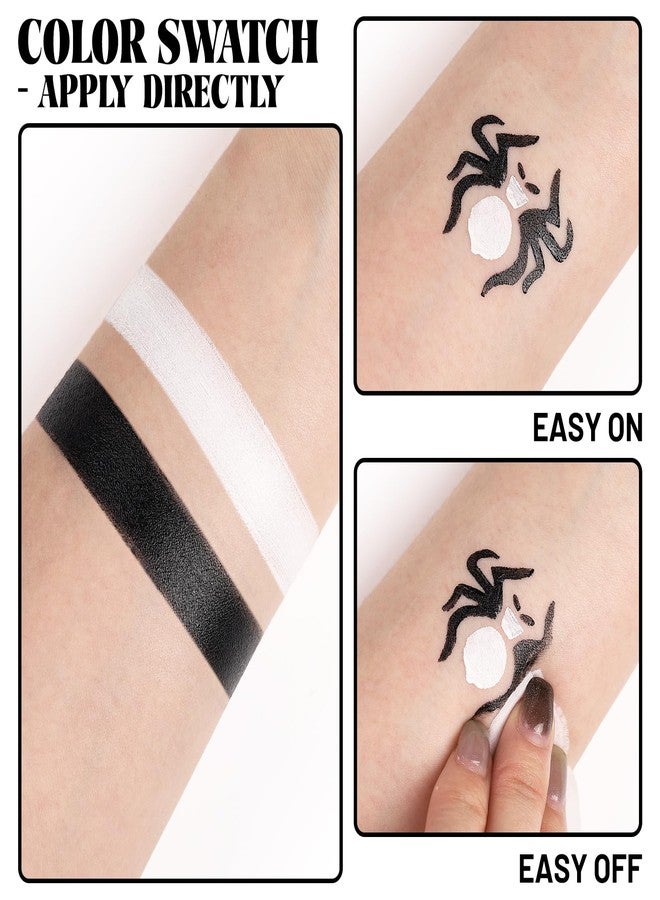BOBISUKA Black and White Face Paint Skeleton Makeup Kit Halloween Character Set for Kids Adults, Safe Non-Toxic Skull/Ghoul Face Painting Kit for Stage, Costume Parties, Dress Up Cosplay & Special FX Make-Up - Image 2