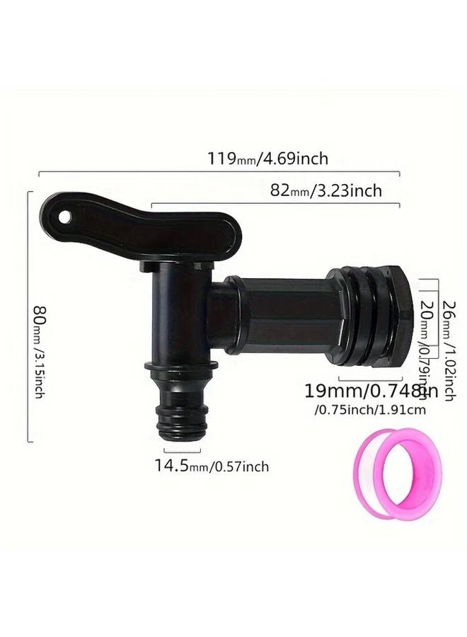 3 4 Inch Plastic Rain Barrel Faucet With Locking Nut And Sealing Tape 1 Set - Image 3