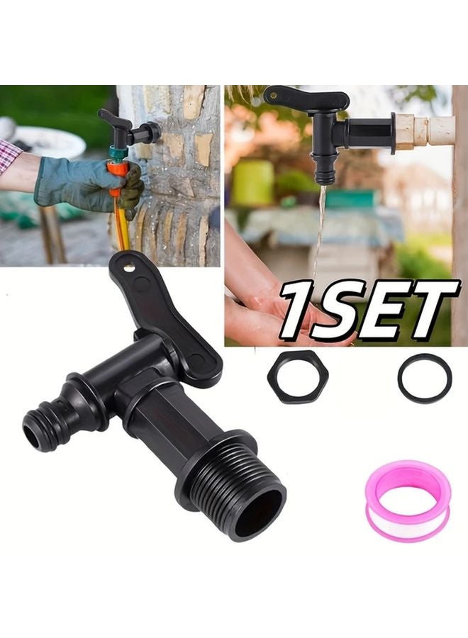3 4 Inch Plastic Rain Barrel Faucet With Locking Nut And Sealing Tape 1 Set - Image 2