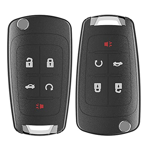 VOFONO Flip Chevy Key Fob Keyless Entry Remote Start Control Replacement, ABS Material, Fits Passenger Car/SUV, Black, 5 Button - Image 2