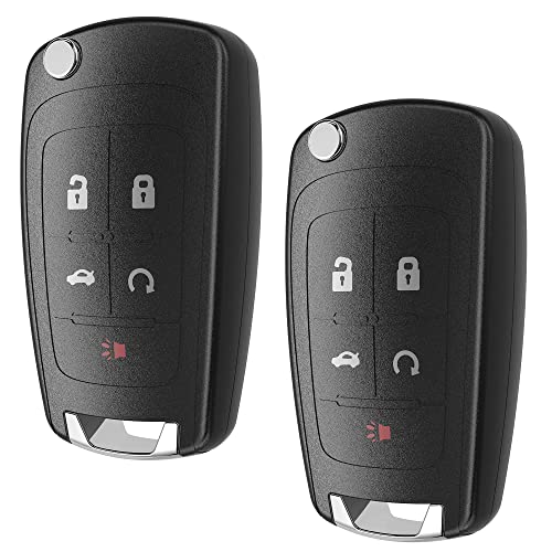 VOFONO Flip Chevy Key Fob Keyless Entry Remote Start Control Replacement, ABS Material, Fits Passenger Car/SUV, Black, 5 Button - Image 1