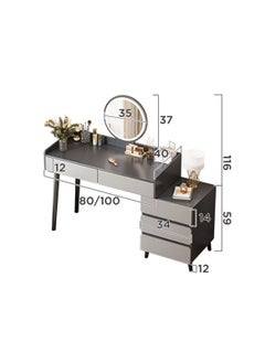 Sharpdo Modern Minimalist Dressing Table with LED Makeup Mirror and 3 Drawers for Storage 100*40*116CM  - Image 3