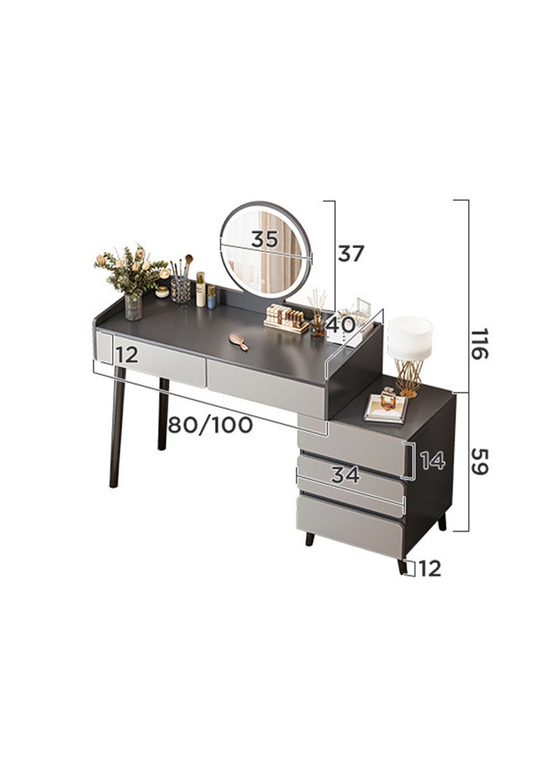Sharpdo - Modern Minimalist Dressing Table with LED Makeup Mirror and 3 Drawers for Storage 100*40*116CM - Image 1