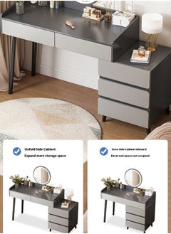 Sharpdo Modern Minimalist Dressing Table with LED Makeup Mirror and 3 Drawers for Storage 100*40*116CM  - Image 5