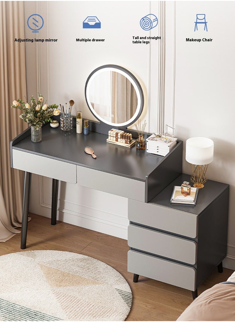 Sharpdo - Modern Minimalist Dressing Table with LED Makeup Mirror and 3 Drawers for Storage 100*40*116CM - Image 1