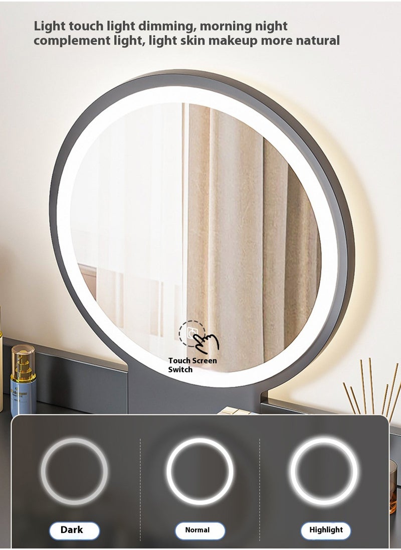 Sharpdo - Modern Minimalist Dressing Table with LED Makeup Mirror and 3 Drawers for Storage 100*40*116CM - Image 1