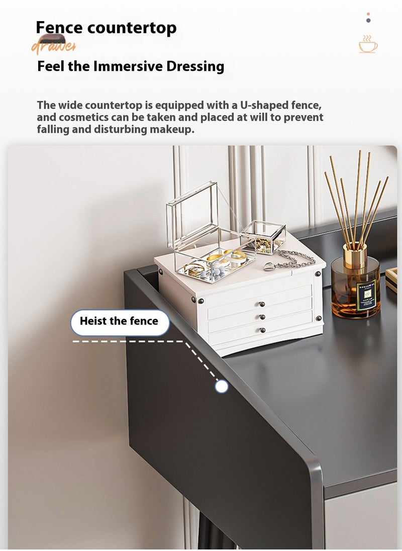 Sharpdo - Modern Minimalist Dressing Table with LED Makeup Mirror and 3 Drawers for Storage 100*40*116CM - Image 1