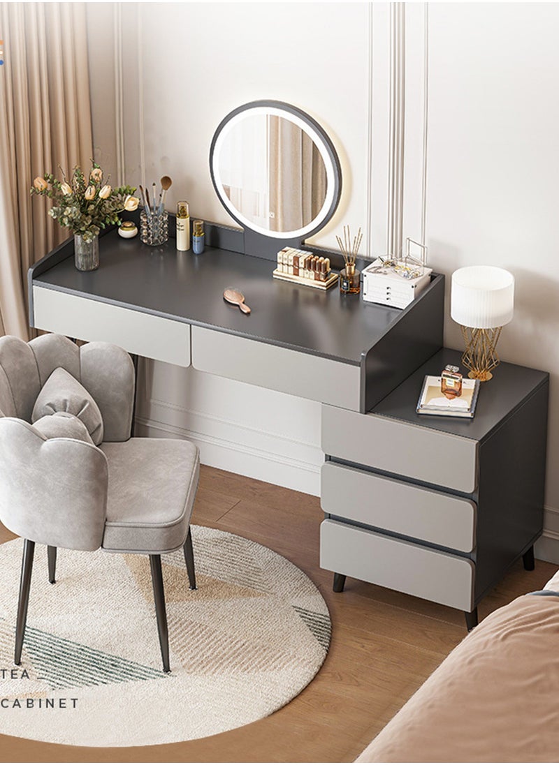 Sharpdo - Modern Minimalist Dressing Table with LED Makeup Mirror and 3 Drawers for Storage 100*40*116CM - Image 1