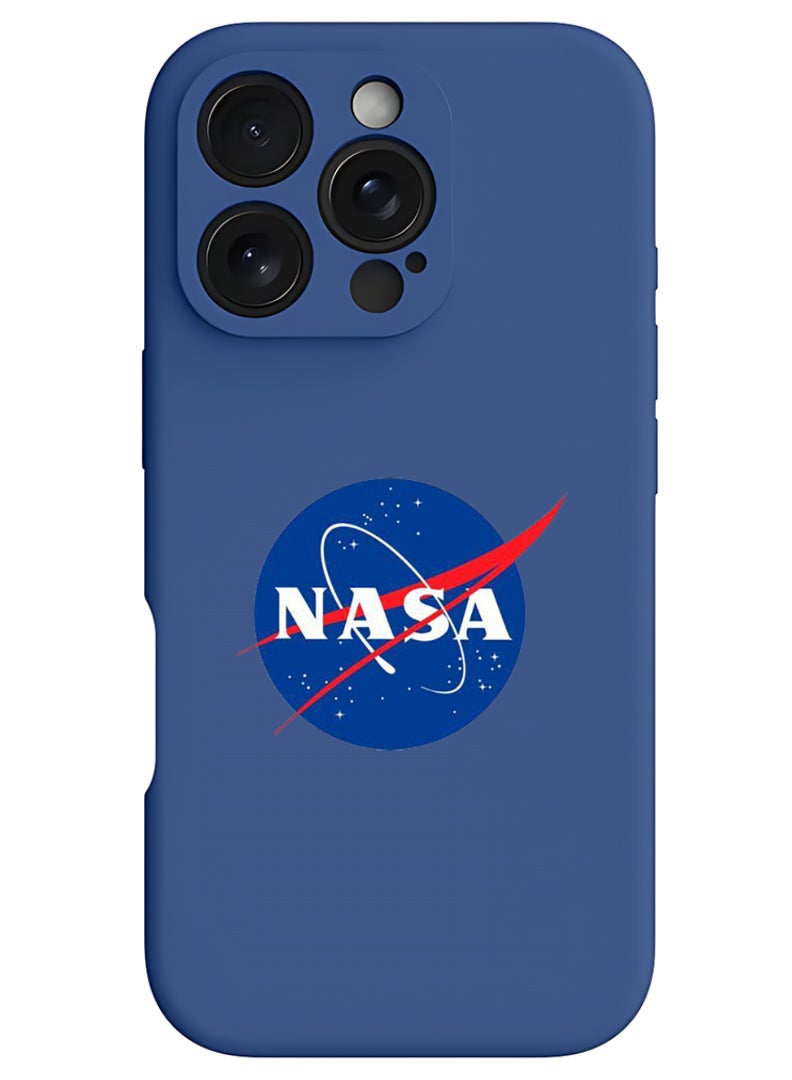 Theodor iPhone 16 Pro Max Blue Protective Slim Fit Case Liquid Silicone Cover with Full Body Protection Anti-Scratch Shockproof Case For iPhone - Nasa CLassic - Image 1