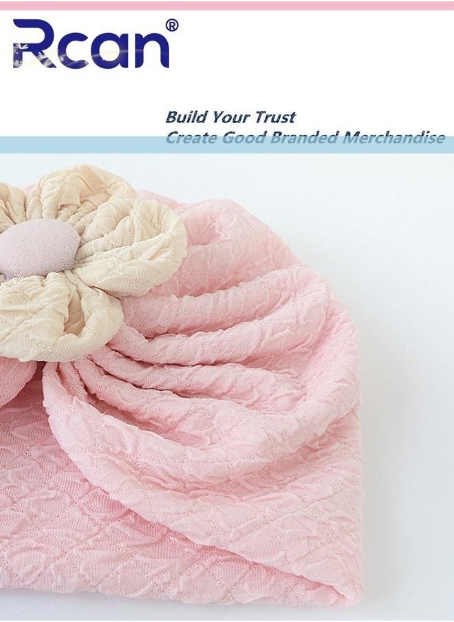Rcan - Newborn Baby Cotton Woven Halogen Door Cap Tire Hat Flower Windproof Sun Hat 0-12 months - Image 1