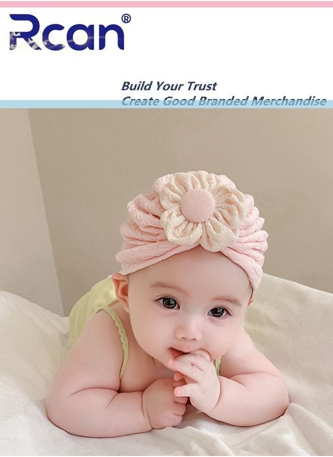 Rcan - Newborn Baby Cotton Woven Halogen Door Cap Tire Hat Flower Windproof Sun Hat 0-12 months - Image 1