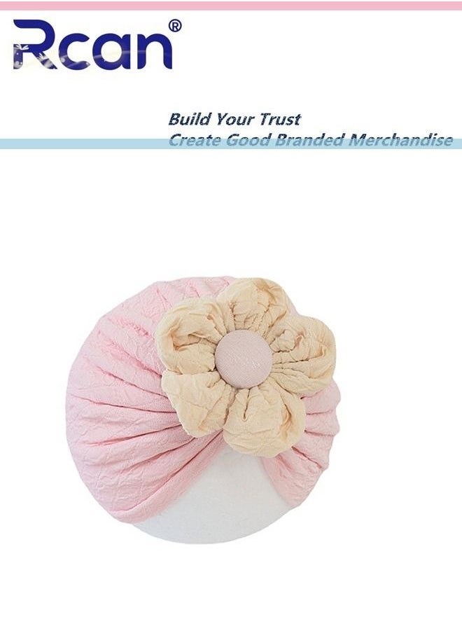 Rcan - Newborn Baby Cotton Woven Halogen Door Cap Tire Hat Flower Windproof Sun Hat 0-12 months - Image 1