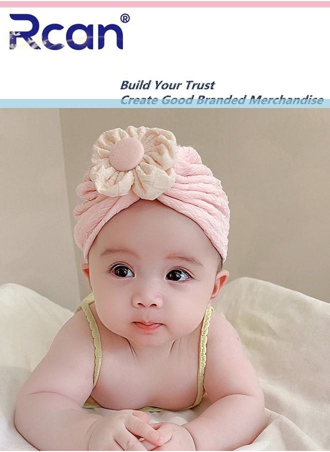 Rcan - Newborn Baby Cotton Woven Halogen Door Cap Tire Hat Flower Windproof Sun Hat 0-12 months - Image 1
