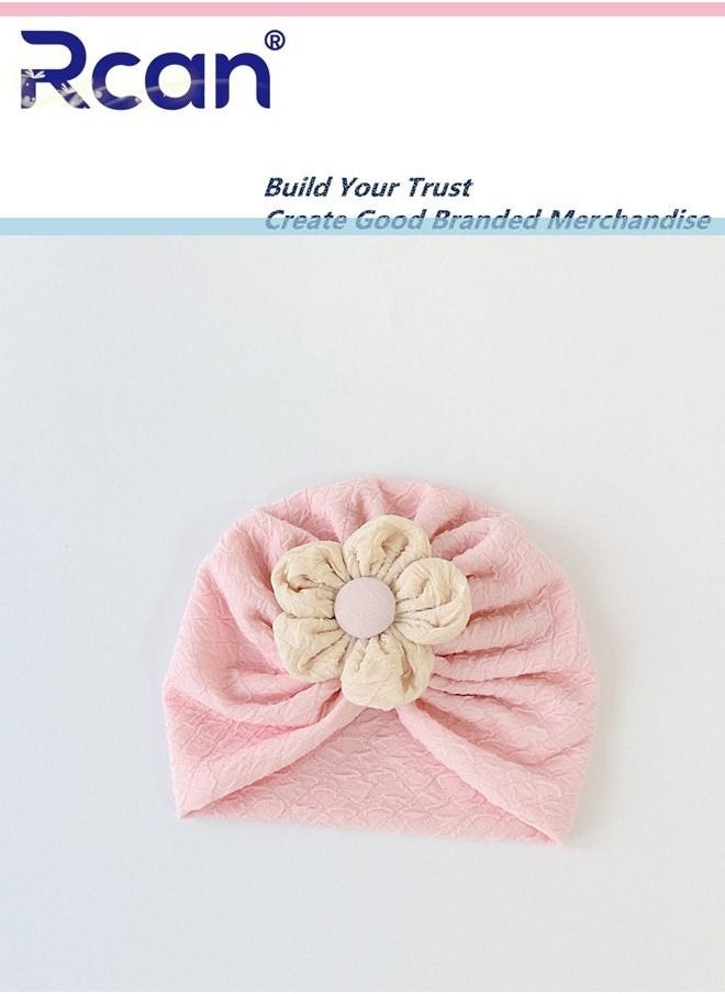 Rcan - Newborn Baby Cotton Woven Halogen Door Cap Tire Hat Flower Windproof Sun Hat 0-12 months - Image 1