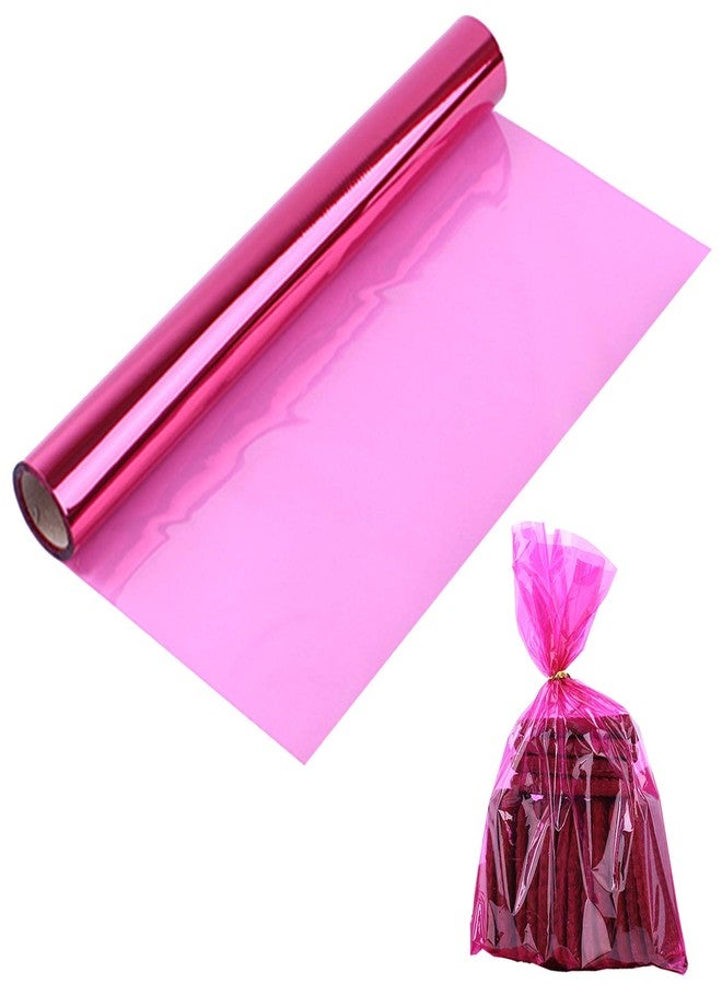 Morepack Pink Cellophane Wrap Roll, Translucent Pink Cellophane Wrapping Paper, 16 Inch Width x 100 Ft Long Colored Cellophane Rolls for Gift Baskets, DIY Arts Crafts Decoration and More - Image 1