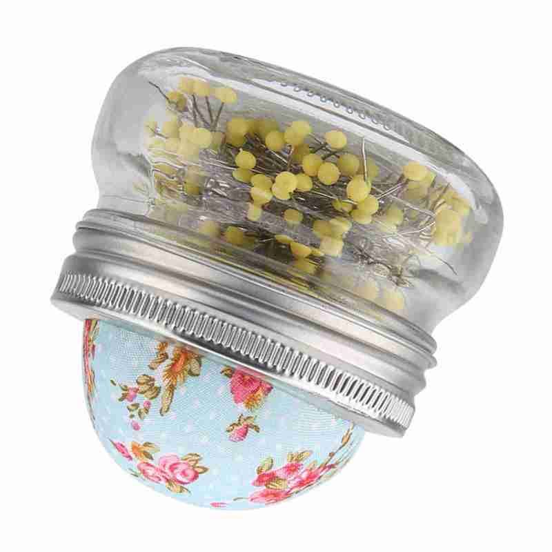 Sewing Pin Cushion: 200pcs Large Head Pins Durable Rust-resistant Material - Detachable Cushion Glass Bottle Pin Cushion Holder for Diy Sewing Supplies, Wedding Decor & Sewing Room - Image 5