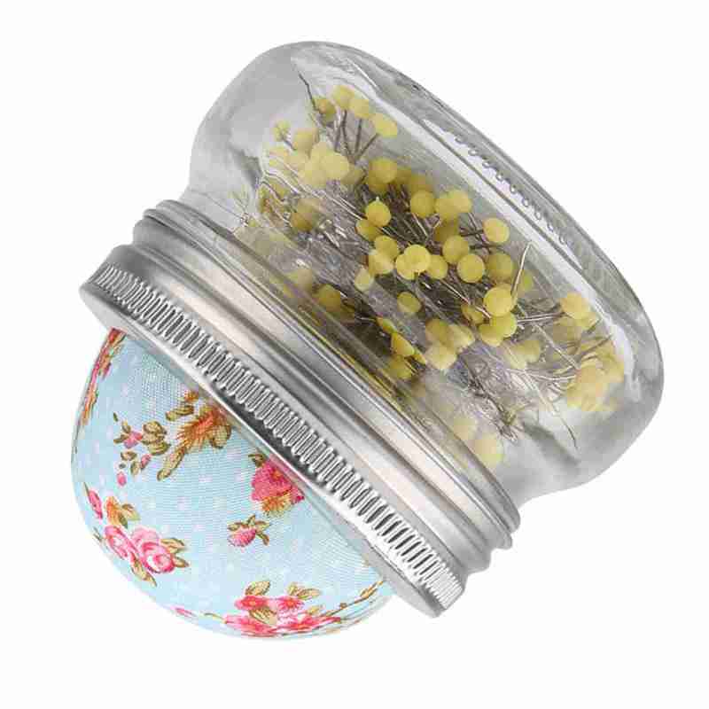 Sewing Pin Cushion: 200pcs Large Head Pins Durable Rust-resistant Material - Detachable Cushion Glass Bottle Pin Cushion Holder for Diy Sewing Supplies, Wedding Decor & Sewing Room - Image 4