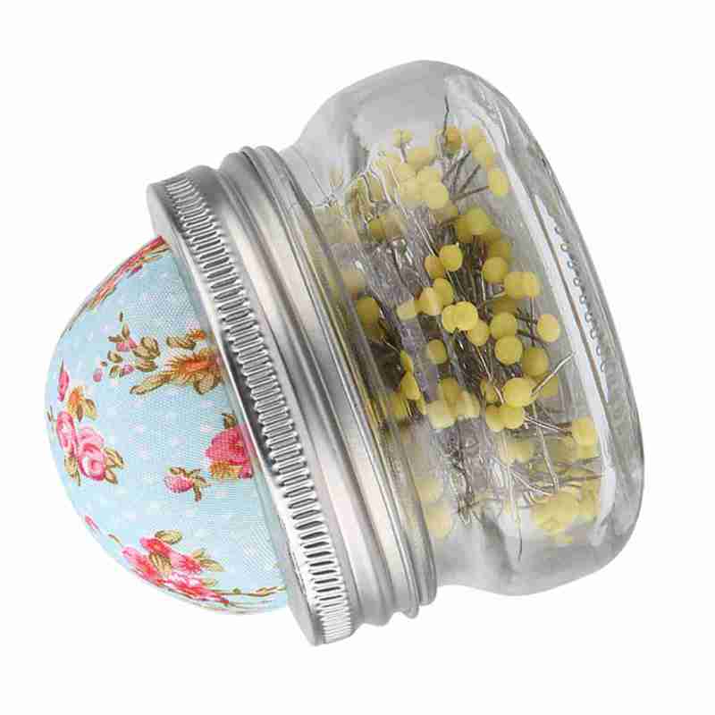 Sewing Pin Cushion: 200pcs Large Head Pins Durable Rust-resistant Material - Detachable Cushion Glass Bottle Pin Cushion Holder for Diy Sewing Supplies, Wedding Decor & Sewing Room - Image 3