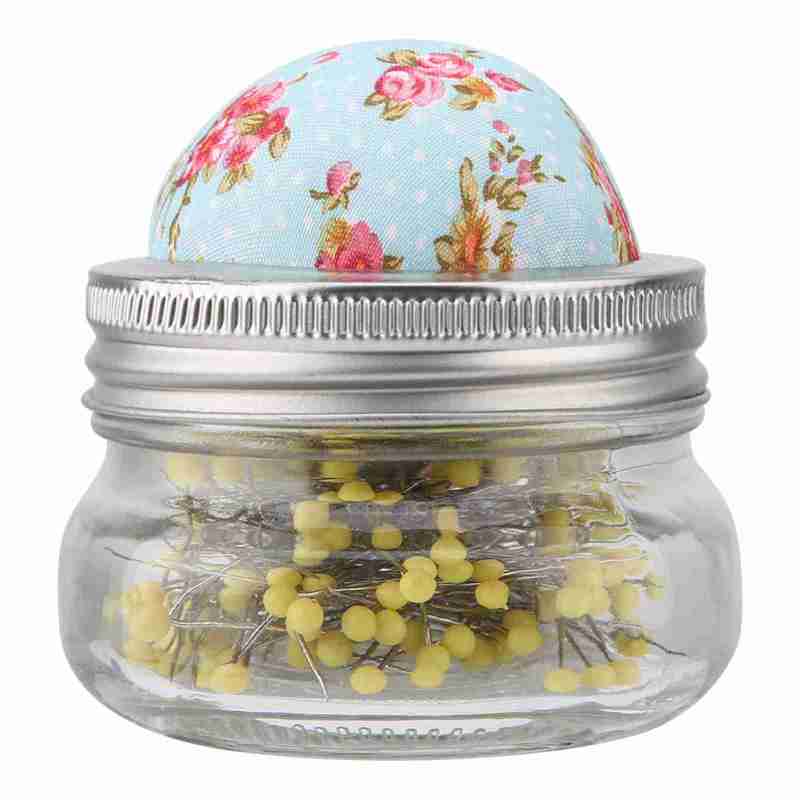 Sewing Pin Cushion: 200pcs Large Head Pins Durable Rust-resistant Material - Detachable Cushion Glass Bottle Pin Cushion Holder for Diy Sewing Supplies, Wedding Decor & Sewing Room - Image 1