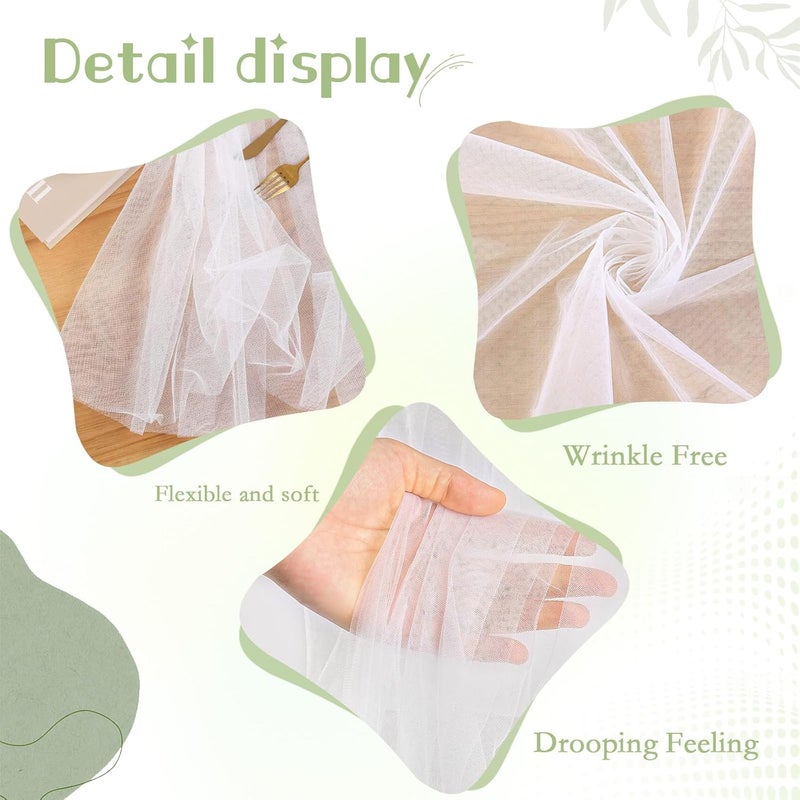 SoarDream Tulle Backdrop Curtain with Lights 2 Pcs 510ft White Sheer Fabric Background  Wedding Party Birthday Photo Decor - Image 5