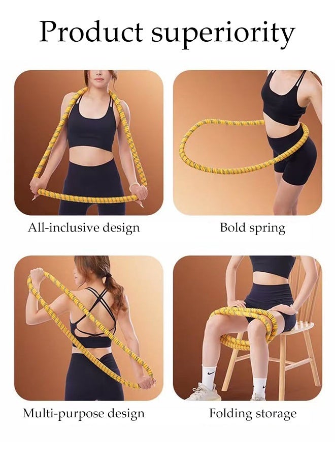 DUNISO Foldable Soft Hula Hoop Spring Fitness Ring Waist Friendly Abdomen Exercise Equipment Multi-functional Exercise Hoops Waist and Abdominal Workout Belt Elastic Alloy Spring Hula Hoop for Adults - Image 3