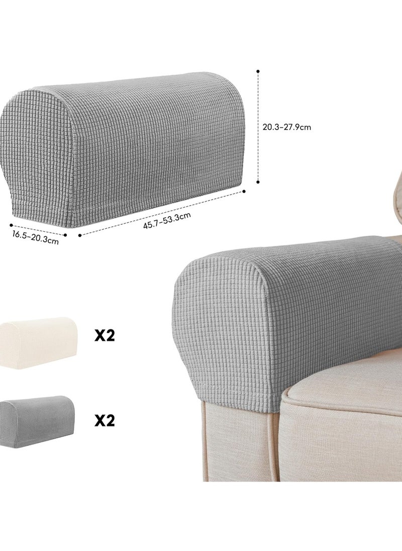 CMGTYYD Arm Rest Covers, 4 PCS Armchair Covers, Armrest Chair Covers, Non-Slip Armchair Spandex Polyester Sofa Arm Caps Arm Caps Slipcovers for Armchairs Sofa Couches Recliner  - Image 2