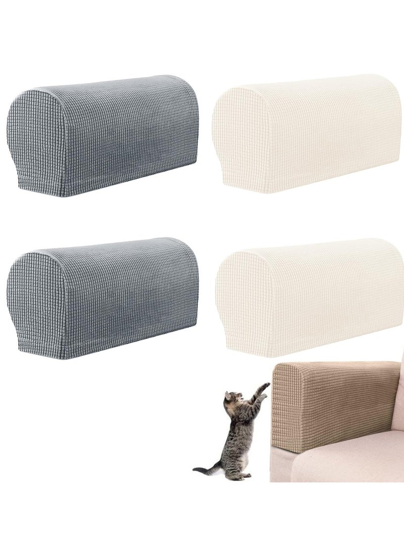 CMGTYYD. 4 حزمة الرملية مسند الذراع يغطي كرسي، مجموعة من 4 تمتد كرسي يغطي للأسلحة، غير انزلاق مسند الذراع يغطي سباندكس البوليستر أريكة ذراع قبعات للكراسي حماية الأثاث أريكة كراسي الكراسي - Image 1