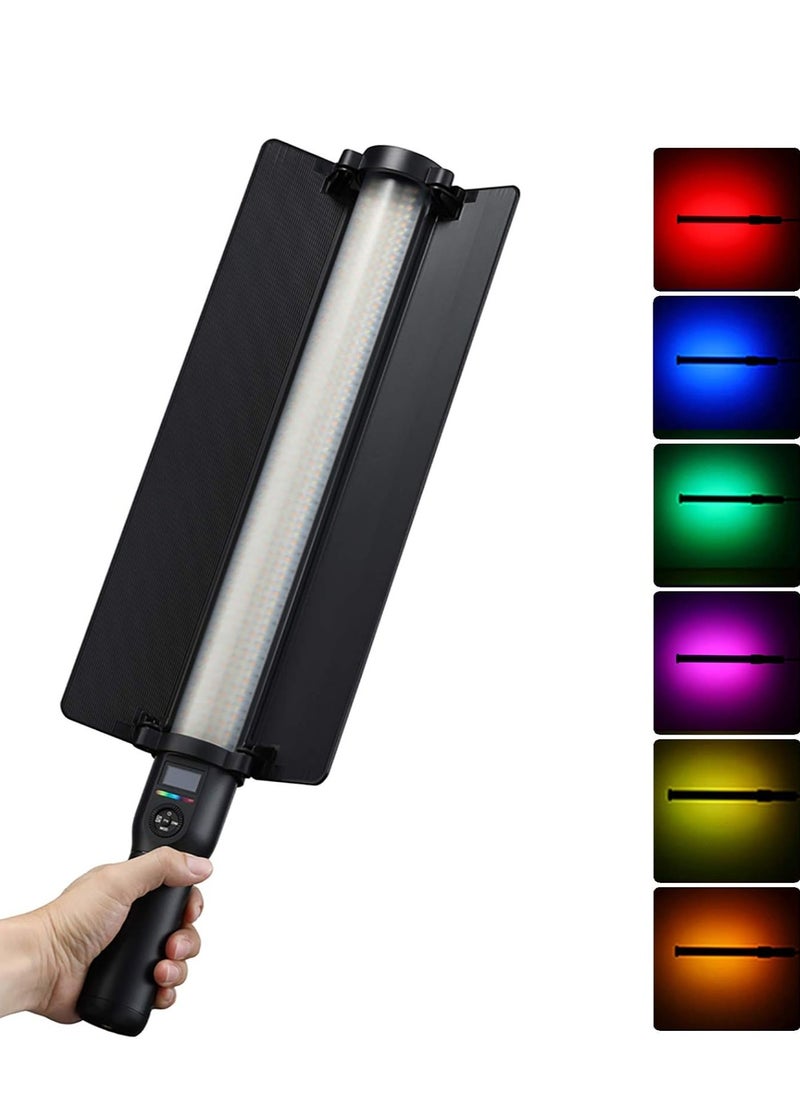 MOCOM Professional RGB LED Video Light with 5800 Lux Output, CRI 96 & TLCI 98 – 2800K-6800K CCT, 360° RGB Mode, 14 FX Effects, Music Sync, Rechargeable Battery, Barndoors & Remote Control for Photography, Filmmaking, Vlogging  - Image 1