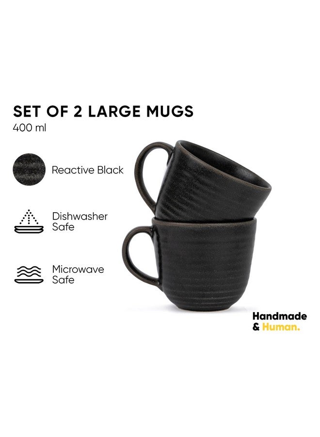 Shay مجموعة أكواب قهوة سيراميك كبيرة من شاي، كوب مضلع أسود، 400 مل | كوب سيراميك | تشطيب غير لامع | كوب للقهوة | كوب قهوة سيراميك | فنجان قهوة | آمن للاستخدام في الميكروويف (كوب مضلع - أسود) - Image 2