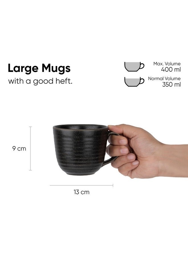 Shay مجموعة أكواب قهوة سيراميك كبيرة من شاي، كوب مضلع أسود، 400 مل | كوب سيراميك | تشطيب غير لامع | كوب للقهوة | كوب قهوة سيراميك | فنجان قهوة | آمن للاستخدام في الميكروويف (كوب مضلع - أسود) - Image 3