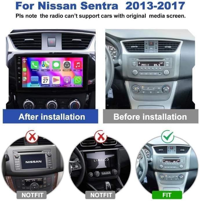 Adapter-Universe (4G RAM+64G ROM) Car Radio for Nissan Sentra 2013-2017, Android 13.0 10.1 Inch 5G WiFi Sentra Stereo Support Carplay/Android Auto,GPS Navigation with Bluetooth,Backup Camera 1080P,SWC/FM Radio - Image 2