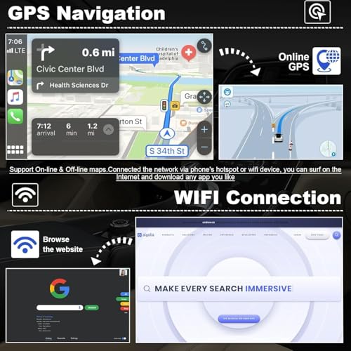 Adapter-Universe (4G RAM+64G ROM) Car Radio for Nissan Sentra 2013-2017, Android 13.0 10.1 Inch 5G WiFi Sentra Stereo Support Carplay/Android Auto,GPS Navigation with Bluetooth,Backup Camera 1080P,SWC/FM Radio - Image 4