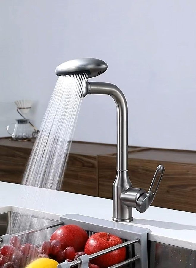 X-XONIER Waterfall 5 In 1 pull down Faucet 360° Rotating Single Handel Hot and Cold Mixer Long Neck for Sink Bathroom and Kitchen Black (SILVER) - Image 2