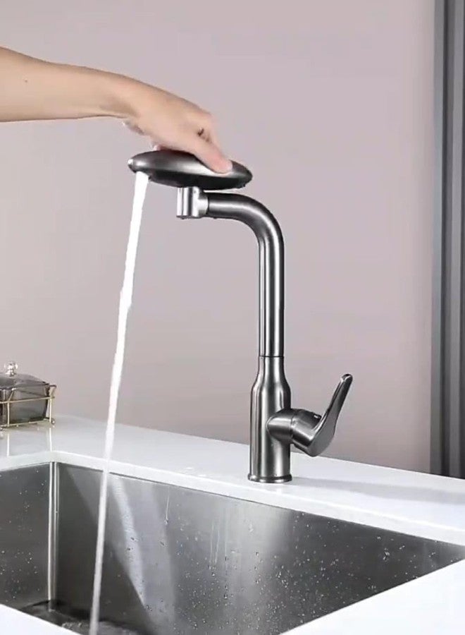 X-XONIER Waterfall 5 In 1 pull down Faucet 360° Rotating Single Handel Hot and Cold Mixer Long Neck for Sink Bathroom and Kitchen Black (SILVER) - Image 4