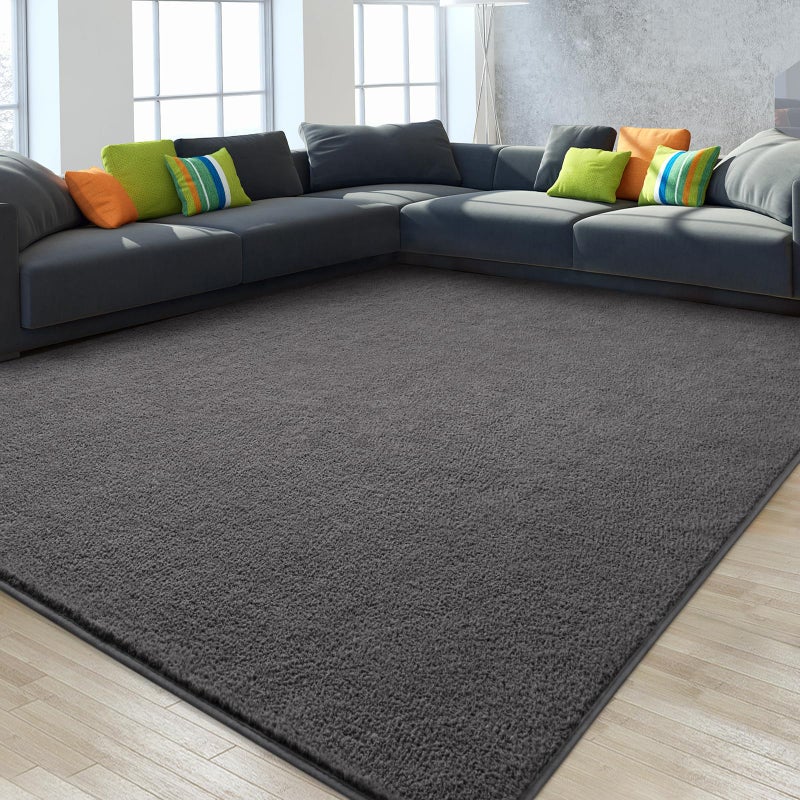 Gifeas Large Ultra Soft Modern Area Rugs for Living Room Bedroom, 5x8 Feet Dark Grey Thickened Memory Foam Indoor Solid Minimalist Carpets, Non-Slip Comfy Rug for Boys Girls Nursery Room Home Decor - Image 2