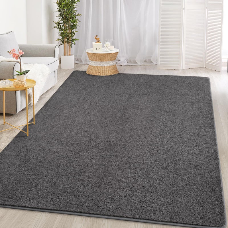 Gifeas Large Ultra Soft Modern Area Rugs for Living Room Bedroom, 5x8 Feet Dark Grey Thickened Memory Foam Indoor Solid Minimalist Carpets, Non-Slip Comfy Rug for Boys Girls Nursery Room Home Decor - Image 4
