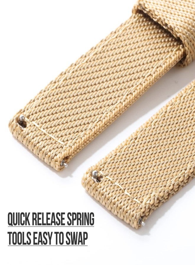 Tactical Frog 20mm 22mm Quick Released Nylon Watch band with Stainless Steel Buckle, Two-Piece Waterproof Nylon Watch Strap for Men & Women(20mm,Khaki) - Image 3