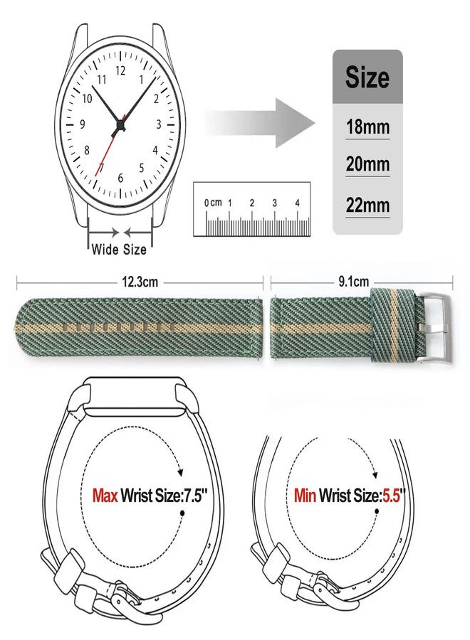 Tactical Frog 20mm 22mm Quick Released Nylon Watch band with Stainless Steel Buckle, Two-Piece Waterproof Nylon Watch Strap for Men & Women(20mm,Khaki) - Image 2